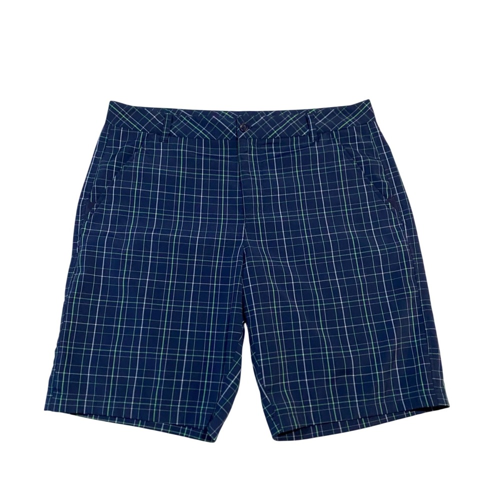 Fila Sport Golf Shorts Mens 36 Blue Green Plaid Performance Stretch RN 73277